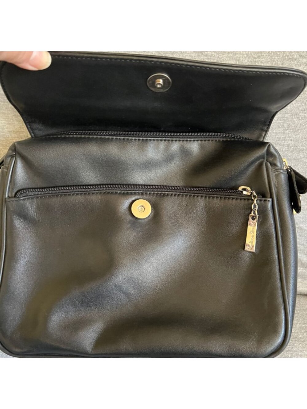Black Madison Studio Crossbody Bag With Magnetic Flap Closure & Zippered Compart - Picture 2 of 6